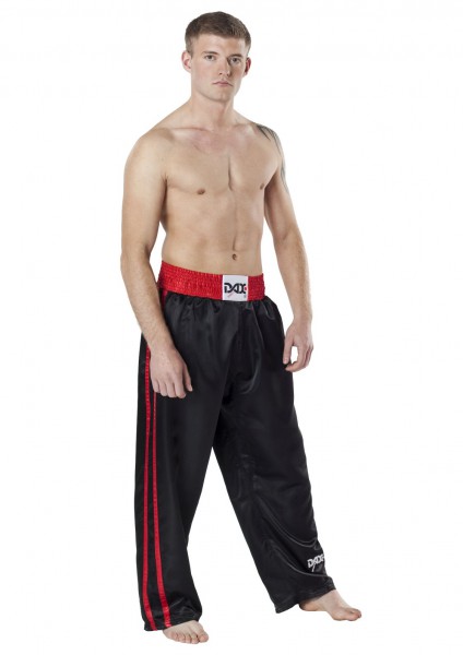 Hose Fighter - Satin - schwarz - roter Streifen